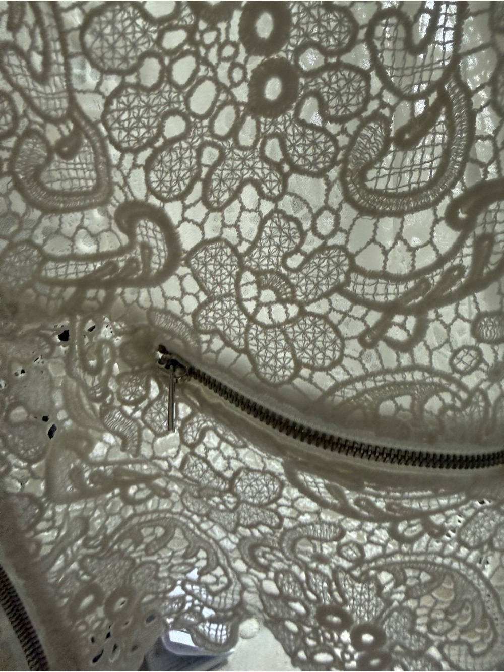 Zara Cream Lace Zip-Front Cardigan / Bomber Jacket - M - Picture 9 of 14